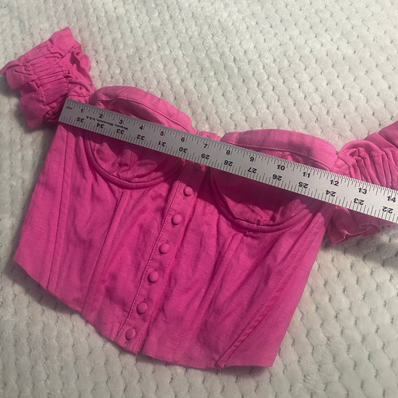 ASTR The Label Corset Top Women's Small Pink Linen Sweetheart Neck Off Shoulder - Picture 7 of 9